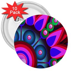 Abstract Digital Art  3  Buttons (10 Pack) 