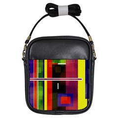 Abstract Art Geometric Background Girls Sling Bags