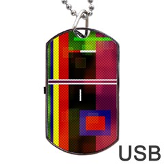 Abstract Art Geometric Background Dog Tag USB Flash (Two Sides)