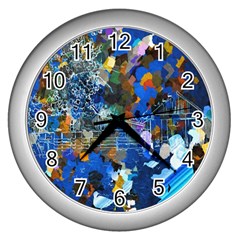 Abstract Farm Digital Art Wall Clocks (Silver) 