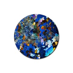 Abstract Farm Digital Art Rubber Coaster (round)  by Nexatart