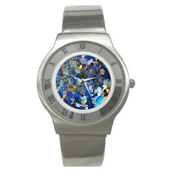 Abstract Farm Digital Art Stainless Steel Watch