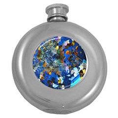 Abstract Farm Digital Art Round Hip Flask (5 oz)