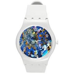 Abstract Farm Digital Art Round Plastic Sport Watch (M)