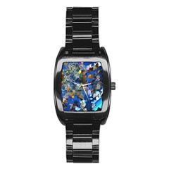 Abstract Farm Digital Art Stainless Steel Barrel Watch