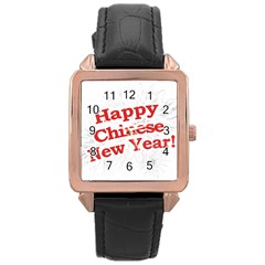 Happy Chinese New Year Design Rose Gold Leather Watch  by dflcprints