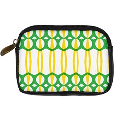 Green Yellow Shapes                                                                                                                   	digital Camera Leather Case by LalyLauraFLM