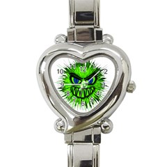 Monster Green Evil Common Heart Italian Charm Watch by Nexatart