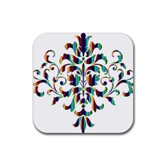 Damask Decorative Ornamental Rubber Coaster (square)  by Nexatart