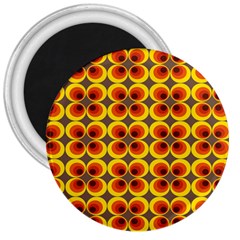 Seventies Hippie Psychedelic Circle 3  Magnets by Nexatart