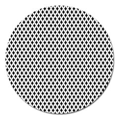 Diamond Black White Shape Abstract Magnet 5  (round) by Nexatart