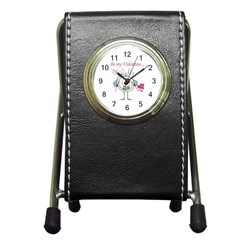 Valentine Day Poster Pen Holder Desk Clocks by dflcprints