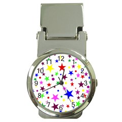 Stars Pattern Background Colorful Red Blue Pink Money Clip Watches by Nexatart