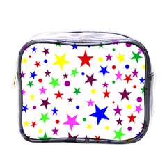 Stars Pattern Background Colorful Red Blue Pink Mini Toiletries Bags by Nexatart