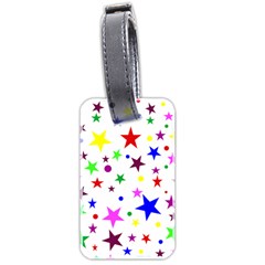 Stars Pattern Background Colorful Red Blue Pink Luggage Tags (two Sides) by Nexatart