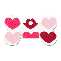 Valentine S Day Hearts Dog Tag Bone (two Sides) by Nexatart