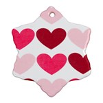 Valentine S Day Hearts Snowflake Ornament (Two Sides) Front