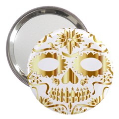 Sugar Skull Bones Calavera Ornate 3  Handbag Mirrors by Nexatart