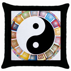 Yin Yang Eastern Asian Philosophy Throw Pillow Case (black) by Nexatart