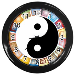 Yin Yang Eastern Asian Philosophy Wall Clocks (black) by Nexatart