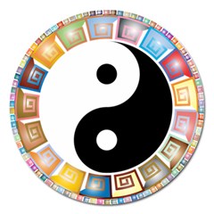 Yin Yang Eastern Asian Philosophy Magnet 5  (round) by Nexatart