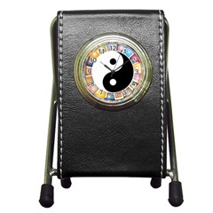 Yin Yang Eastern Asian Philosophy Pen Holder Desk Clocks by Nexatart