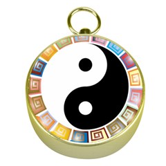 Yin Yang Eastern Asian Philosophy Gold Compasses by Nexatart