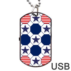 Patriotic Symbolic Red White Blue Dog Tag Usb Flash (one Side) by Nexatart