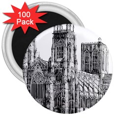 York Cathedral Vector Clipart 3  Magnets (100 Pack)