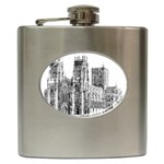 York Cathedral Vector Clipart Hip Flask (6 oz) Front