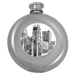 York Cathedral Vector Clipart Round Hip Flask (5 oz) Front