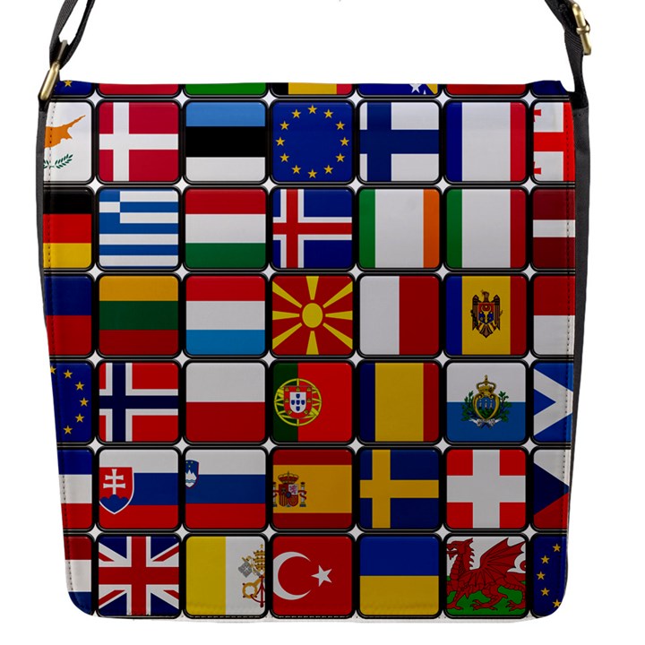 Europe Flag Star Button Blue Flap Messenger Bag (S)