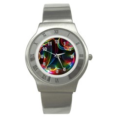 Abstract Rainbow Twirls Stainless Steel Watch by Nexatart