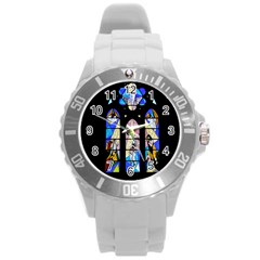 Art Church Window Round Plastic Sport Watch (L)