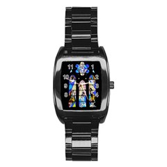 Art Church Window Stainless Steel Barrel Watch