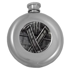 Backdrop Belt Black Casual Closeup Round Hip Flask (5 Oz) by Nexatart