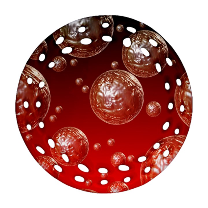 Background Red Blow Balls Deco Ornament (Round Filigree)