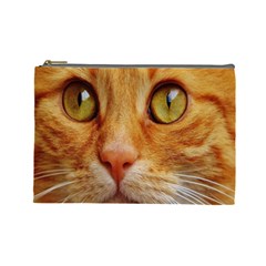 Cat Red Cute Mackerel Tiger Sweet Cosmetic Bag (large)  by Nexatart