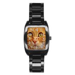 Cat Red Cute Mackerel Tiger Sweet Stainless Steel Barrel Watch Front