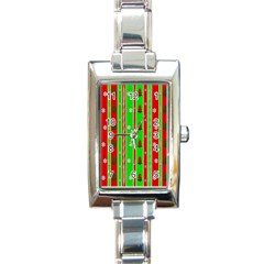 Christmas Paper Pattern Rectangle Italian Charm Watch