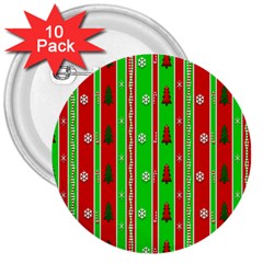 Christmas Paper Pattern 3  Buttons (10 pack) 