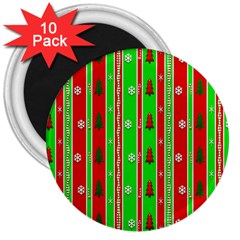 Christmas Paper Pattern 3  Magnets (10 Pack)  by Nexatart