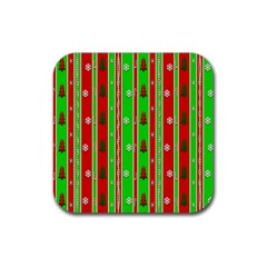 Christmas Paper Pattern Rubber Square Coaster (4 pack) 