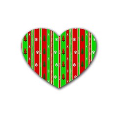 Christmas Paper Pattern Rubber Coaster (Heart) 