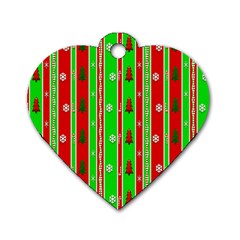 Christmas Paper Pattern Dog Tag Heart (Two Sides)