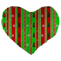 Christmas Paper Pattern Large 19  Premium Heart Shape Cushions