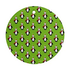 Christmas Penguin Penguins Cute Ornament (round) by Nexatart