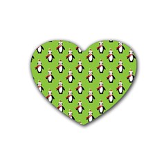 Christmas Penguin Penguins Cute Rubber Coaster (heart)  by Nexatart