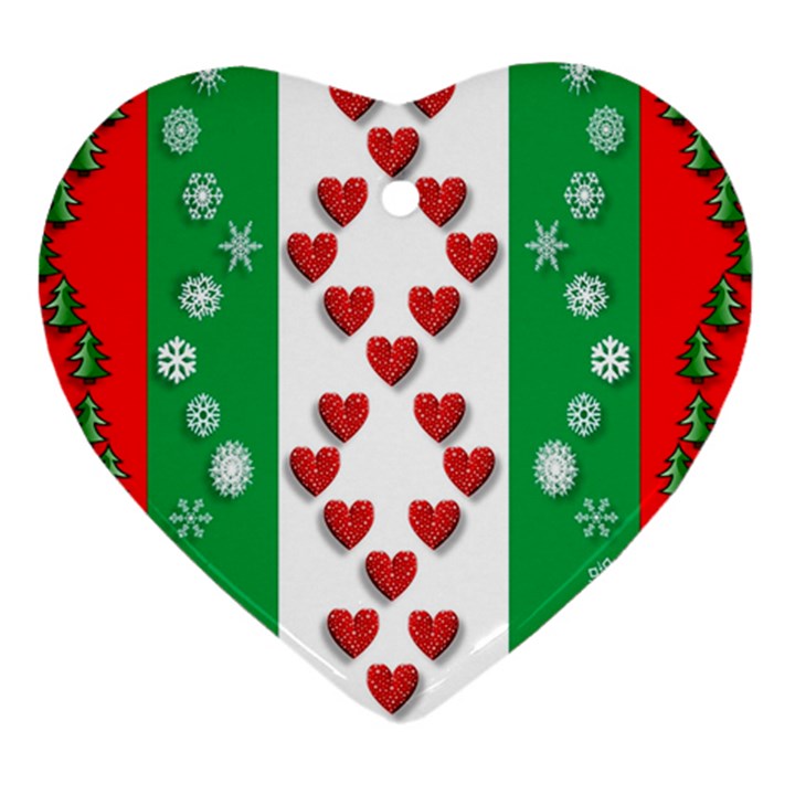 Christmas Snowflakes Christmas Trees Ornament (Heart)