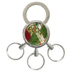 Christmas Quilt Background 3-ring Key Chains